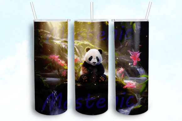 Baby Panda with Forest Tumbler PNG