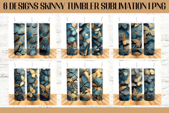 Butterflies Gold Tumbler Sublimation