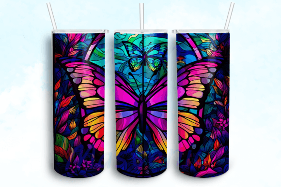 Butterflies Rainbows 20oz Skinny Tumbler