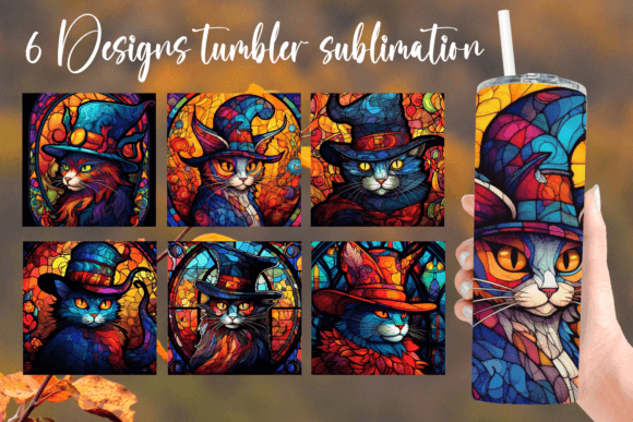 Cat Stained Glass Tumbler Sublimation
