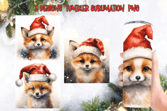 Christmas Santa Fox Tumbler Sublimation