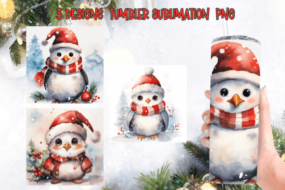 Christmas Santa Penguin Tumbler Sublimat