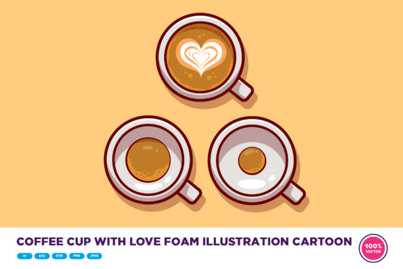 Coffee Cup with Love Foam Illustration