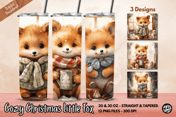 Cozy Christmas Little Fox Tumbler Wrap