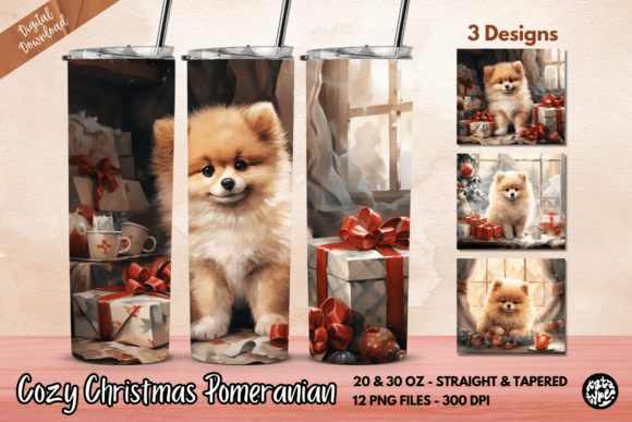Cozy Christmas Pomeranian Tumbler Wrap