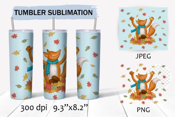 Fox Falling Leaves Tumbler Wrap