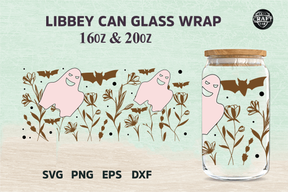 Ghost Flower Libbey Can Glass 16oz SVG W