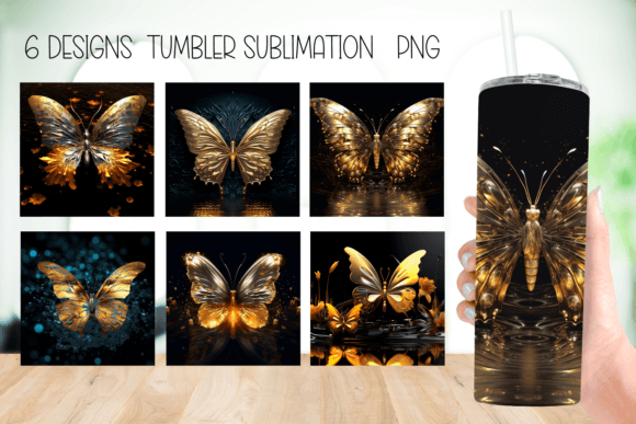 Golden Butterfly Tumbler Sublimation
