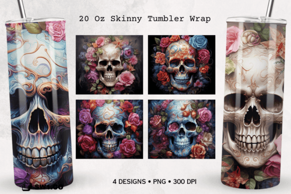Halloween Skull Rose Tumbler Sublimation