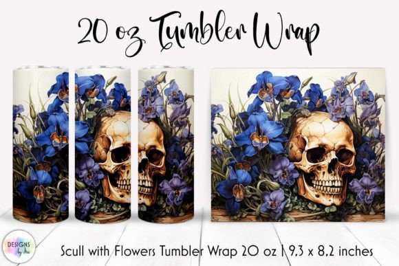 Halloween Tumbler with Skull Flowers
