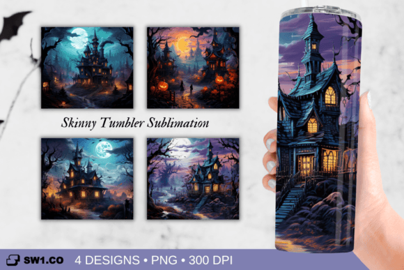 Haunted House Tumbler Sublimation Wrap