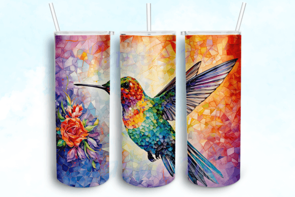 Hummingbird Flowers Tumbler PNG