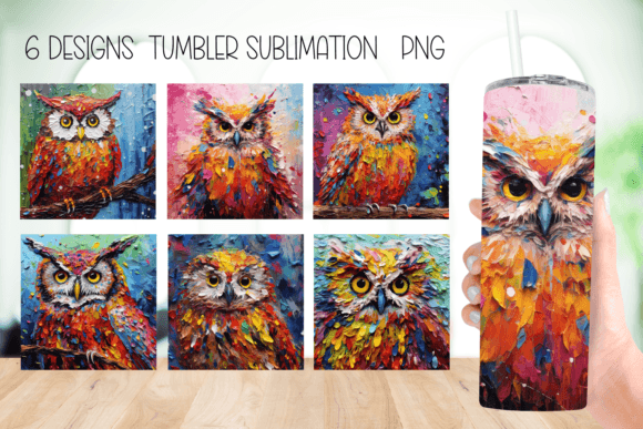Owl Impasto Paint Tumbler Sublimation