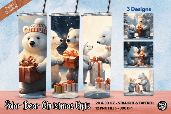 Polar Bear Christmas Gifts Tumbler Wrap