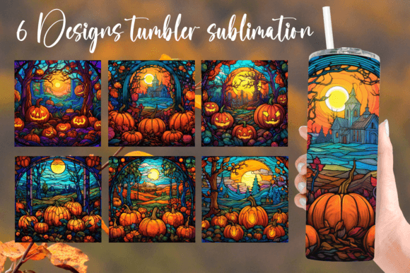 Pumpkin Stained Glass Tumbler Sublimatio