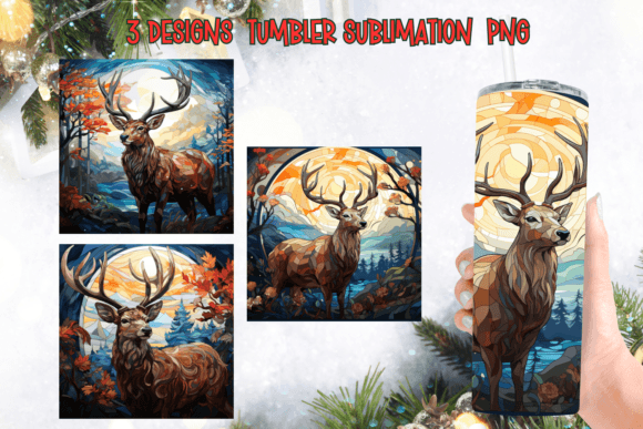 Raindeer Stained Glass Tumbler Wrap