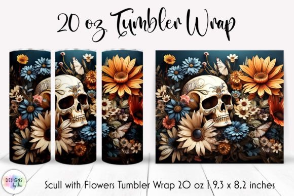 Skull with Wildflowers Tumbler Wrap