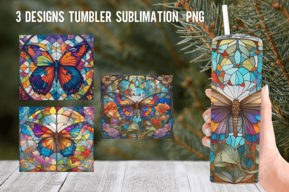 Stained Glass Butterflies Tumbler Wrap