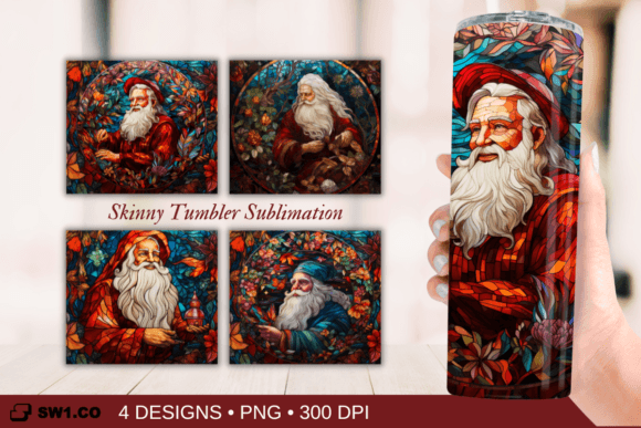 Stained Glass Santa Christmas Tumbler