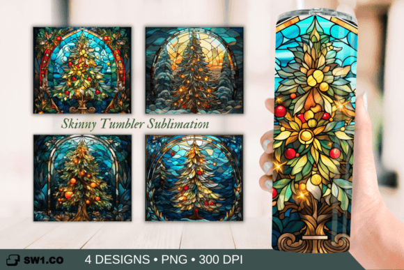 Stained Glass Tree Tumbler Sublimation