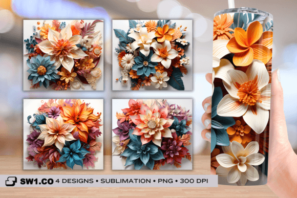 Tropical Flower Tumbler Sublimation Wrap