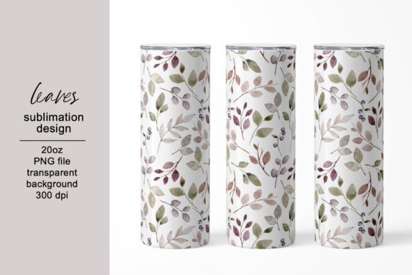 Tumbler Sublimation Design with Leaves