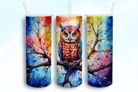 Watercolor Baby Owl 20oz Skinny Tumbler