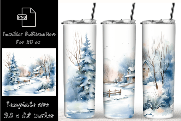 Watercolor Christmas Tumbler Wraps 20 Oz