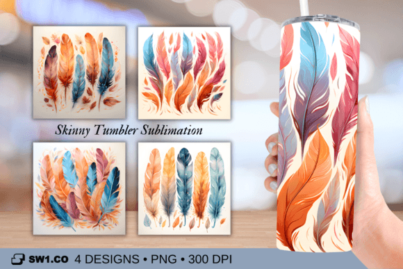 Watercolor Feather Tumbler Sublimation